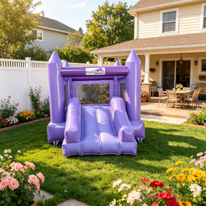 <span class=keywords><strong>Château</strong></span> Gonflable Violet en PVC avec Toboggan, Capacité 500kg pour 3-5 Personnes, Usage Commercial, Fête en Jardin - Product Image 3