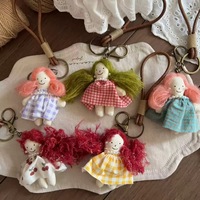 Pendentif de sac personnalisé en tissu tressé mignon, porte-clés jouet style Mori Girl avec jupe florale, ornement suspendu