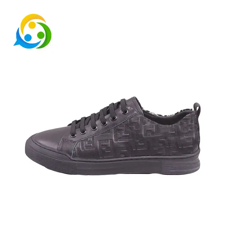 Latest models high quality wholesale brand shoes luxury famous for man black genuine leather sneaker