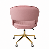 DM OEM Chaise de bureau pivotante rembourrée rose avec accoudoirs incurvés et base métallique roulante pour chambre et bureau