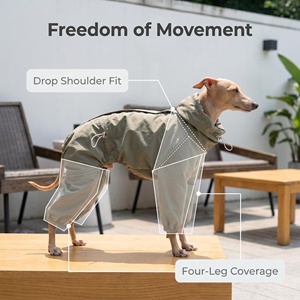 Impermeable <span class=keywords><strong>para</strong></span> Mascotas de Poliéster Sólido con Protección Solar, Cuello Alto Ajustable y Cremallera <span class=keywords><strong>para</strong></span> <span class=keywords><strong>Galgo</strong></span> - Product Image 3