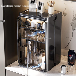 Organisateur de rangement en plastique avec porte pour salon Armoire de rangement pour gobelets en plastique transparent Boîte de rangement transparente pour gobelets et bouteilles anti-poussière - Product Image 1