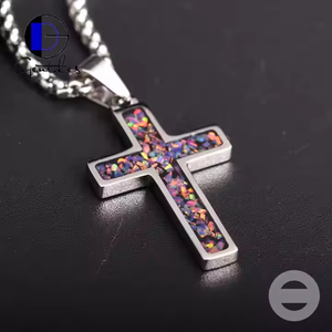 Mặt dây chuyền thánh giá Opal khắc logo Gentdes, chất liệu thép không gỉ và titan, dây chuyền hộp kiểu cổ điển, mạ tùy chỉnh - Product Image 3