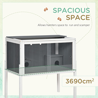 Cage surélevée en bois pour hamster, nichoir pour petits animaux avec grand panneau de vue avant, cachette intégrée, support surélevé pour habitat animalier