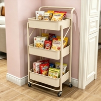 Chariot utilitaire pliable à 3 niveaux Joyings avec roulettes et chariot de rangement en métal sans installation pour la cuisine et la chambre d'enfant