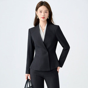 Women's White Suit Fitted Waist Notched Collar Anti-Wrinkle Professional Workwear Career Dress Pants Set - Product Image 2