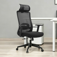 Chaise de bureau ergonomique à dossier haut en mesh, appui-tête 2D, support lombaire 2D, accoudoirs en PU réglables en hauteur