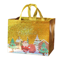 Sac en non-tissé imprimé Père Noël et bonhomme de neige, réutilisable, pliable, pour courses et emballage cadeau, avec logo personnalisé, Joyeux Noël