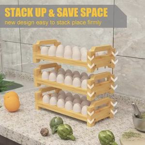 Wooden egg storage rack, fixed egg shelf, egg tray, household <b>kitchen</b> refrigerator storage rack - Product Image 3