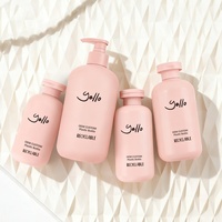 Flacon cosmétique givré rose en PEHD pour shampoing et après-shampoing, flacon pour gel douche, emballage avec logo personnalisé