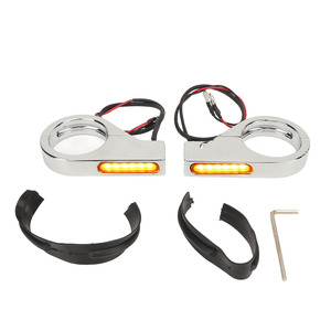 Luces Intermitentes Delanteras para Horquilla, Luces de Circulación Diurna de Color Ámbar para CB1000R CB1300 CB600F <span class=keywords><strong>CBF600</strong></span>, Carcasa Plateada - Product Image 1