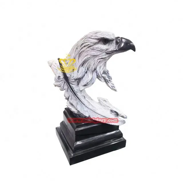 Al por mayor personalizado de fibra de vidrio con diseño de águila cabeza estatua con Base de mármol