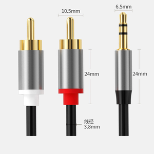 1M 1,5 m 2m 3M 5M Pin dorado Cobre 3,5mm a 2 RCA cable Cable de audio blindado - Product Image 3