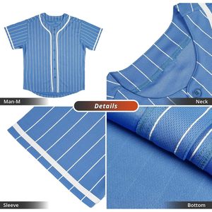 Pinstripe Baseball Jersey Unisex Adult Breathable Button Down Team Sports Uniform - Product Image 4