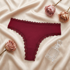 Tangas de algodón acanalado para mujer, de talle bajo, suaves y elásticas, tallas grandes, ropa interior cómoda para mujer, bragas tipo G-string al por mayor - Product Image 1