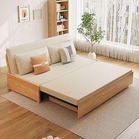 Canapé-lit pliant moderne avec rangement escamotable, structure en bois massif, 2 places, pour salon et chambre à coucher