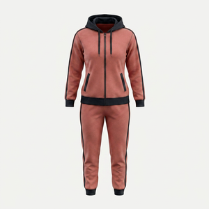 Regular Fit Woman Hoodie and Sweat <b>Pant</b> Jogger Set Solid Color Full Zipper Side Pockets Winter Wear Pullover Tracksuit Set - Product Image 1