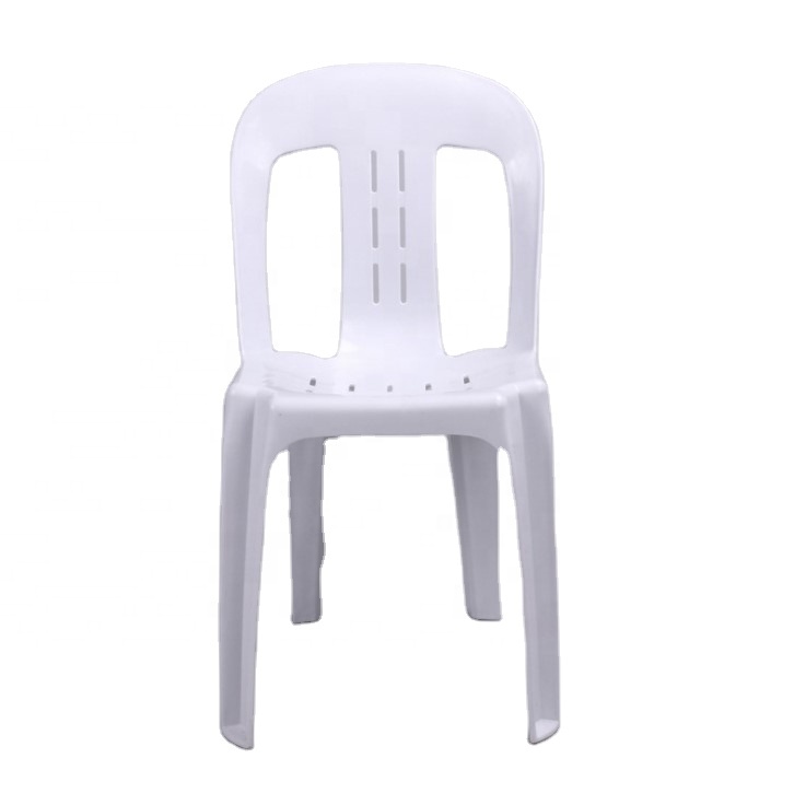 Moderne pas cher en plastique blanc extérieur chaise sans accoudoir