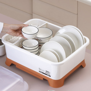 Scatola portaoggetti da <span class=keywords><strong>cucina</strong></span> con scoloatore per piatti, in plastica PP, organizer da tavolo per piatti, ciotole e bacchette, con coperchio - Product Image 4