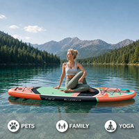 Vente flash : SUP gonflable extra large de 11' x 36'', couleur menthe corail, planche à pagaie géométrique tricolore, kit complet, polyvalent, yoga