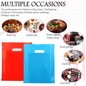 Plastic Shopping <b>Bags</b> 9 x 12 In Die Cut Handles Party Retail Goodie <b>Bag</b> <b>Medium</b> <b>Size</b> Bulk Pack - Product Image 3
