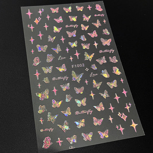 12色极光粉金蝴蝶指甲贴纸激光黑金艺术蝴蝶指甲艺术贴花 - Product Image 5