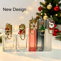 Botol Roller Kaca Kosong Persegi Pipih Mewah 10ml Dengan Gantungan Kunci Carabiner untuk Kemasan Parfum, Minyak Esensial, dan Kosmetik