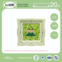 Assiettes carrées jetables en papier vert pour anniversaire d'enfants, vaisselle de fête mignonne, fournitures de fête pour bébés garçons