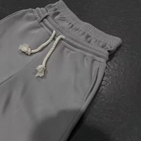 Pantalon de survêtement évasé noir surdimensionné pour homme, coupe ample, double taille, imperméable, en sergé de coton uni, coupe droite, effet empilé, grande taille