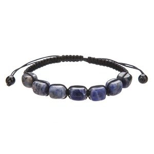 Bracciale con perline quadrate in cristallo naturale da 10 mm, fatto a mano, con catena regolabile in corda intrecciata, ametista, occhio di tigre, avventurina. - Product Image 4