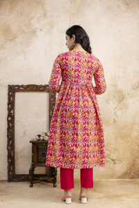 Kurta en coton cambre pour femme, col rond, fente en V, douce, respirante, tenue décontractée ethnique, élégante pour le quotidien, mode féminine - Product Image 3
