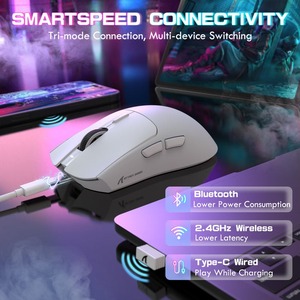 Souris de jeu sans fil ATTACK SHARK X1, capteur PAW3395 PRO, ultra-légère (53g), tri-mode, taux de polling 1KHz - Product Image 4