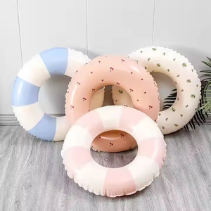 Nhà Máy Bán buôn giá biểu tượng tùy chỉnh màu sắc in ấn Inflatable sọc bơi vòng với tay cầm bơi nhẫn cho người lớn trẻ em - Product Image 1