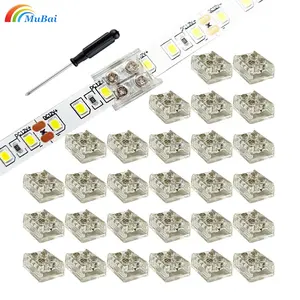 2 Pin 10 mm Solderless Screw Down Terminal Blocks LED Tape Light Connector for 5v 12v 24v Monochrome LED Low Voltage Strip