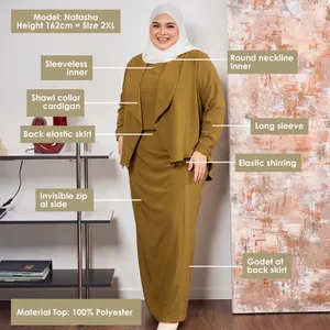 Marque locale malaisienne, ensemble élégant et formel en 3 pièces, robe longue à manches longues de style musulman modeste pour femmes, tenue de bureau quotidienne - Product Image 5