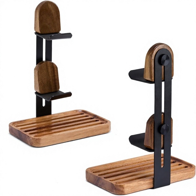 Wooden Game Controller Stand 2-in-1 Adjustable 2 Tiers Standing Type for PS/Xbox/Switch/Nintendo | Black