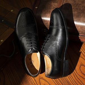 Luxurious Classic Men's Leather Shoes Laces Oxford Style Formal Handmade Wholesale Wedding Shoes Autumn Breathable Anti-Slip - Product Image 6