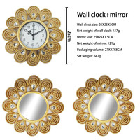 Fabricant américain rétro réveil créatif sculpté miroir réveil 3 pièces ensemble style rural ornement horloge murale