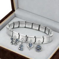 Bracelet à breloques italien tendance Y2K, série de pendentifs (Fleur, Cœur, Oiseau, Clé), personnalisable, à assembler, chaîne de main, bracelet à maillons mignon, bijoux