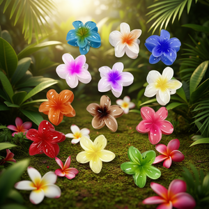 Fermaglio per capelli Frangipani da 8 cm a forma di fiore colorato per donne e ragazze - Product Image 3