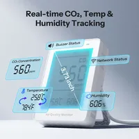 Sonoff AirGuard CO2 Matter WiFi Monitor Kualitas Udara SAWF-08P Pengukur Suhu Kelembaban Alarm Suara Cahaya USB Plastik OLED