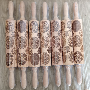 Tùy Chỉnh Phim Hoạt Hình Bánh Ngọt Con Lăn Kết Cấu Nướng Công Cụ Giáng Sinh Cán <span class=keywords><strong>Pin</strong></span> Gỗ Cán <span class=keywords><strong>Pin</strong></span> Với Độ Dày Nhẫn - Product Image 4