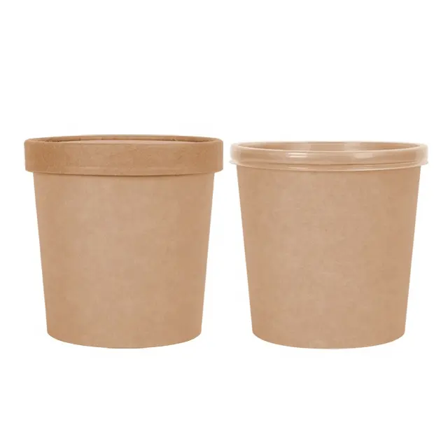 Eco-friendly Ramen Paper Bowl Food Grade biodegradable Paper Container Bowl Soup Cup With PLA Lid