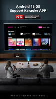 Le plus récent microphone KTV projecteur WiFi 6 BT 3D vidéo mise au point automatique Android 13 Full HD 1080p Portable Smart Mini projecteur 4K natif
