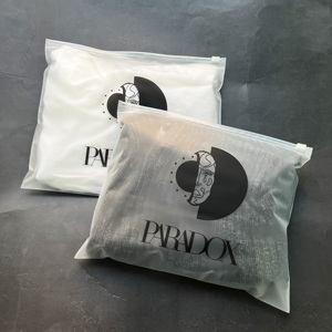 Wholesale Biodegradable Custom Logo Frosted Zipper Bags - Matte Horizontal Poly Bags for Apparel & Swimwear - Product Image 1