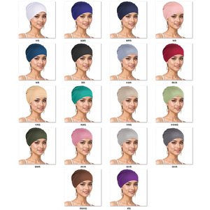 Gorro de satén a rayas para mujer, transfronterizo, para las cuatro estaciones, capa base para adulto, pañuelo para <span class=keywords><strong>la</strong></span> cabeza, gorro tipo beanie de color liso - Product Image 2