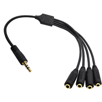 Câbles audio de transmission de données vidéo stéréo haute vitesse de 30cm, 3.5mm à 4 ports, câble audio, répartiteur de casque mâle à mâle