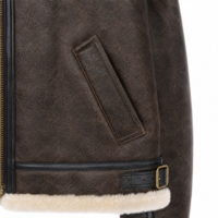 Blouson aviateur B3 en peau de mouton synthétique pour homme, col en fausse fourrure, style aviation, vente en gros