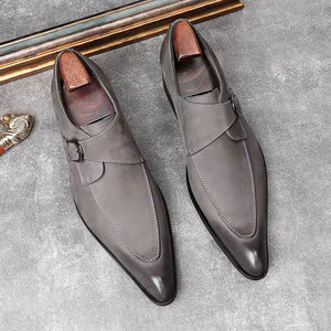 Chaussures habillées de bureau pour hommes de haute qualité, originales, de marque, en cuir véritable, à bout rond, à lacets, imperméables, antidérapantes, respirantes - Product Image 1