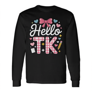 Camiseta de Manga Larga Hello Tk para Niños, Transición de Jardín de Infancia, Regreso a Clases, Graduación, Cuello Redondo, Unisex, Impresión Digital - Product Image 3